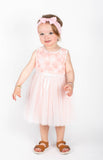 Popatu Baby Girls Peach Mini Flower Tulle Dress (24M ONLY)