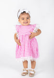 Popatu Baby Girls Pink Gingham Pinafore Dress