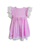Popatu Baby Girls Pink Gingham Pinafore Dress