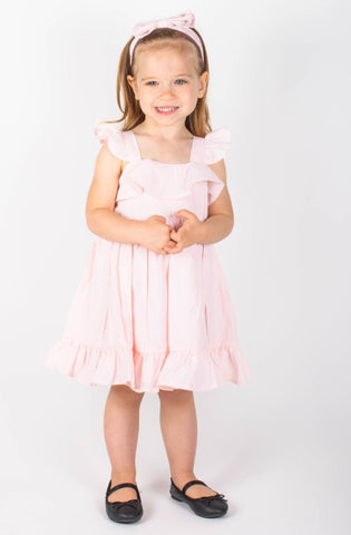 Popatu Baby Girls Pink Flutter Sleeve Dress