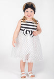 Little Girls Black and White Big Bow Tulle Dress - Popatu