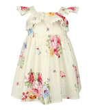 Little Girls White Floral Flutter Dress - Popatu