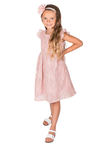popatu lace dress Popatu Baby Girls Peach Floral Lace Dress, 24M