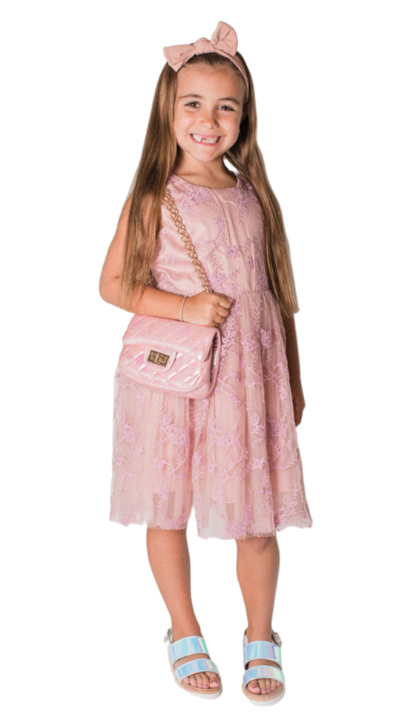 Popatu Baby Girl s Little Girl s Embroidered Dusty Rose Dress