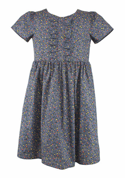 Little Girl's Floral Blue Dress– Popatu