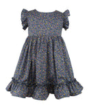 Popatu Baby Girls Blue Floral Pinafore Dress