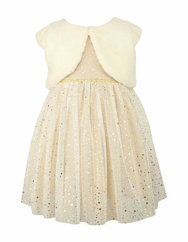 Baby Girl's Tulle Dress with Faux Fur Bolero Popatu Baby Girl's Tulle Dress with Faux Fur Bolero Popatu