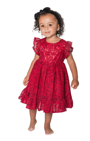 Baby Girl's Burgundy Lace Dress Baby Girl's Burgundy Lace Dress