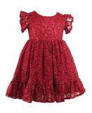 Popatu Baby Girl's Burgundy Lace Dress