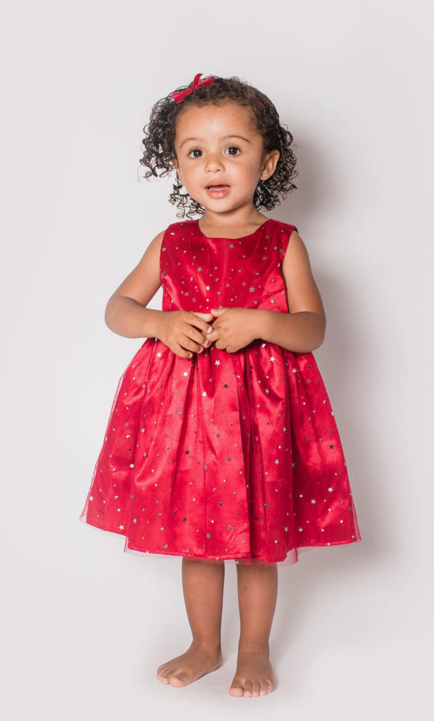 Popatu Baby Girl's Red Stars Dress