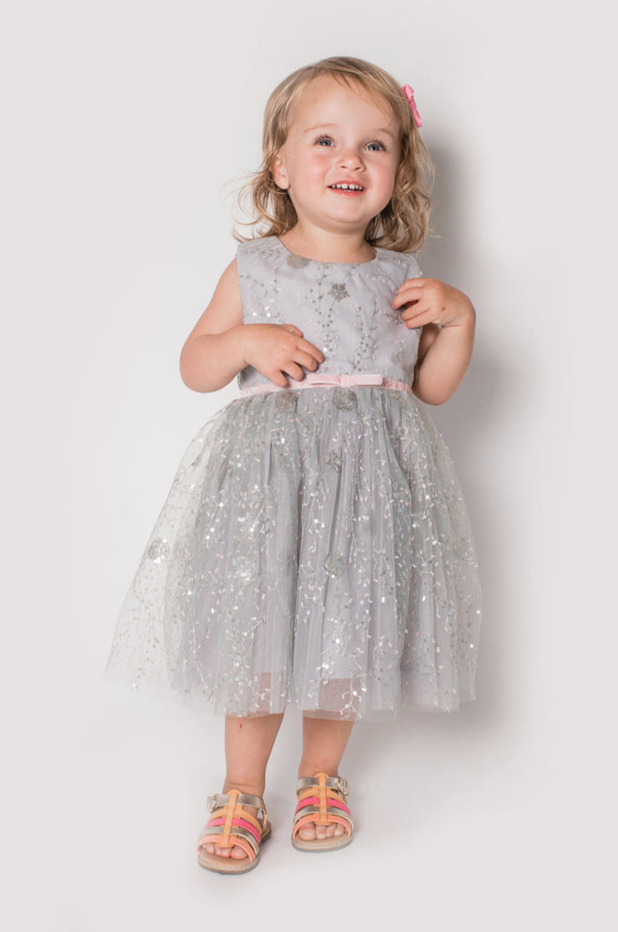 Popatu Baby Girl's & Little Girl's Silver Elegant Dress