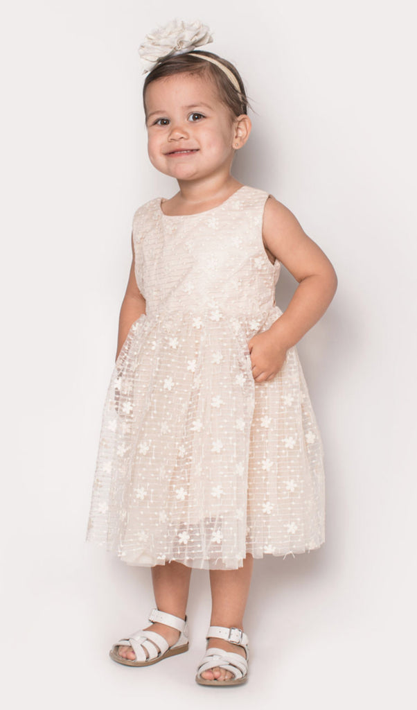 Popatu Baby Girl's Flower Embroidered Dress