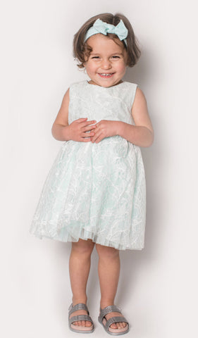 Popatu Baby Girl's Mint Lace Dress