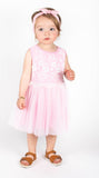 Popatu Baby Girls Pink Lace Flower Embroidered Tulle Dress