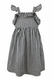 Popatu Little Girls Black Checkered Flutter Dress
