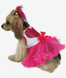 Pawpatu Hot Pink Glitter Heart Petti Dress for Dogs