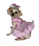 Pawpatu Pink and Purple Mini Flower Elegant Dress for Dogs