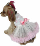 Pawpatu White and Pink Butterflies Dress for Dogs
